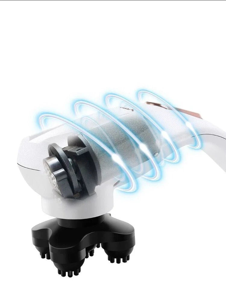 Electric Handheld Massager with 6 massage heads, kneading and vibrating massage therapy machine