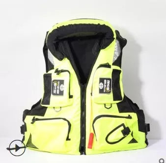 Sea fishing life jacket in multiple colors with reflective patches and multiple pockets