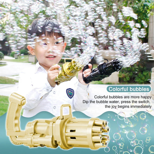 Colorful bubble blower machine toy for kids with various color options and bubble solution