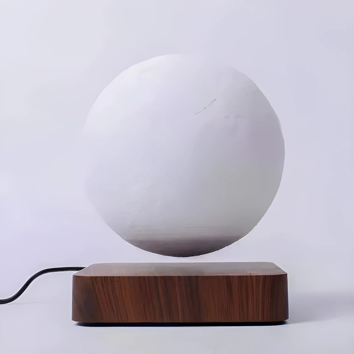 Magnetic levitation moon lamp with 14cm 3D printed moon floating 15mm above a wooden base, touch switch night light