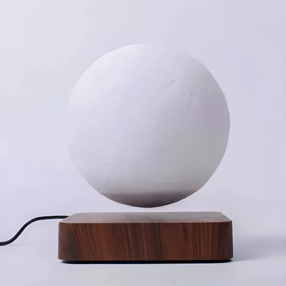 Magnetic levitation moon lamp with 14cm 3D printed moon floating 15mm above a wooden base, touch switch night light