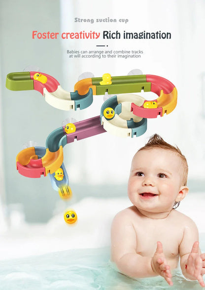 DIY Baby Bath Toys with Suction Cup Marble Race Track for kids' bath time fun