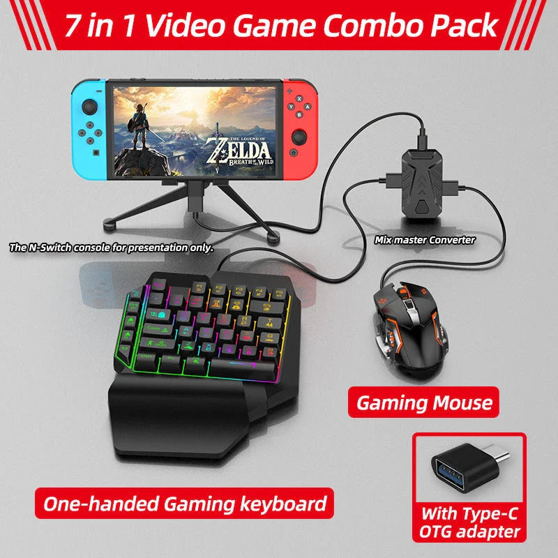 Versatile gaming keyboard and mouse converter compatible with PlayStation, Xbox, and Nintendo Switch consoles
