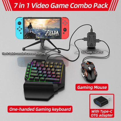 Versatile gaming keyboard and mouse converter compatible with PlayStation, Xbox, and Nintendo Switch consoles