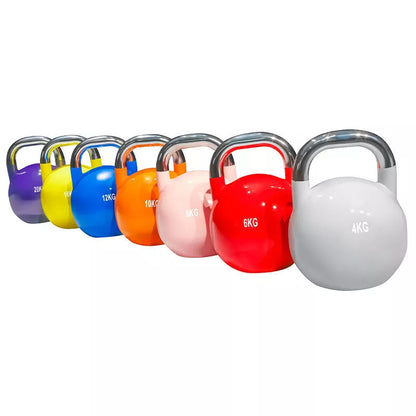 Steel paint kettlebell for strength training, available in multiple weights