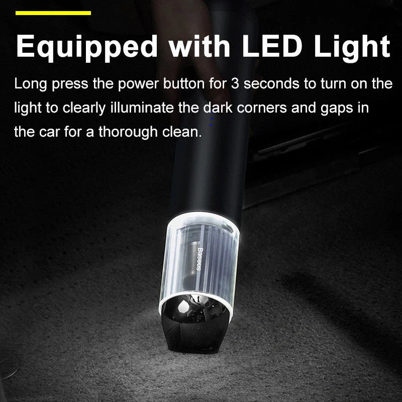 High-power Wireless Charging Small Car Vacuum Cleaner in silver and black