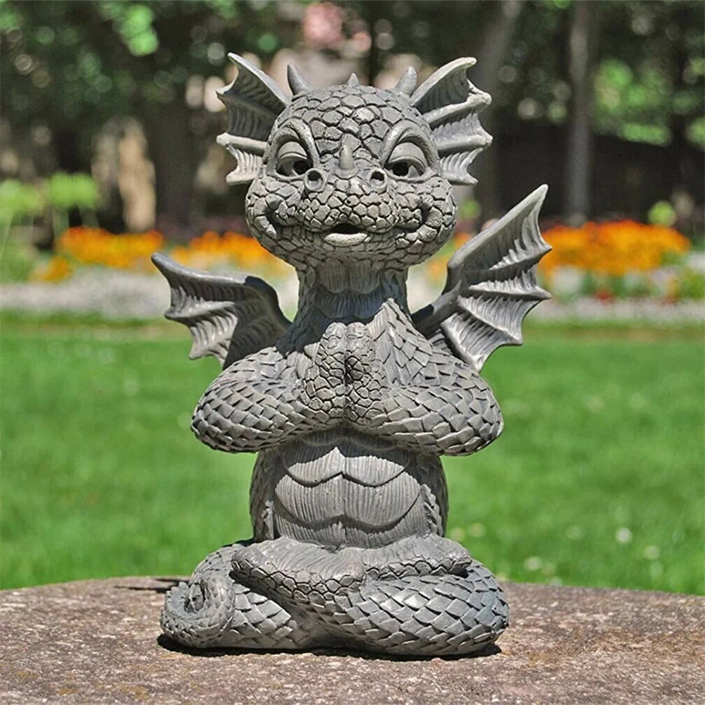 Small dinosaur meditation resin ornament for garden and home decor