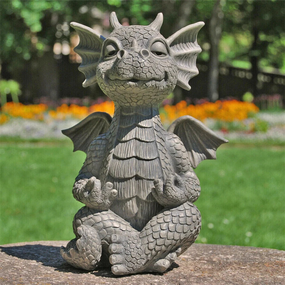 Small dinosaur meditation resin ornament for garden and home decor