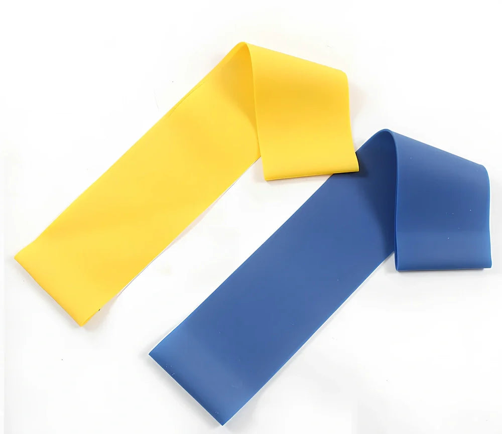 Pink latex yoga resistance band, 500mm length, 50mm width, 0.3mm thick for fitness exercises