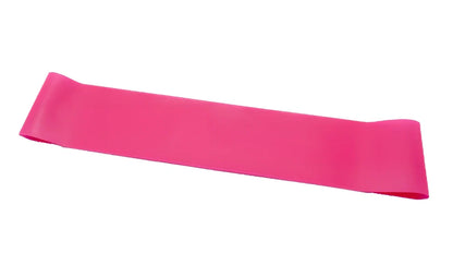 Pink latex yoga resistance band, 500mm length, 50mm width, 0.3mm thick for fitness exercises