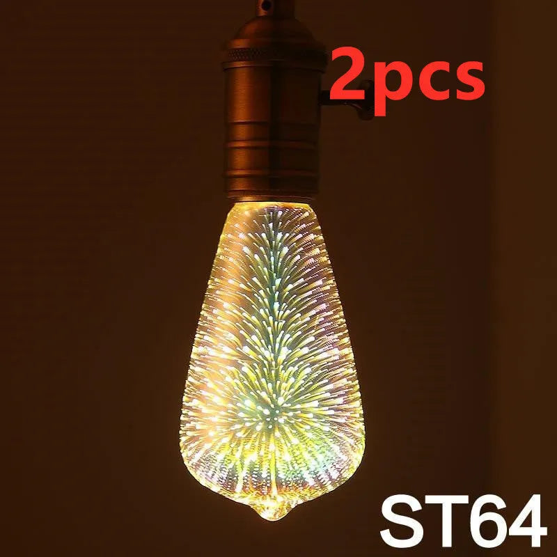 LED 3D firework decoration bulb projecting light patterns with E27 socket