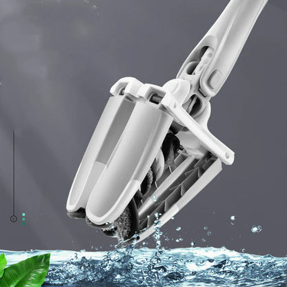 Premium microfiber flat mop with adjustable telescopic handle, 360-degree swivel, and superior cleaning power