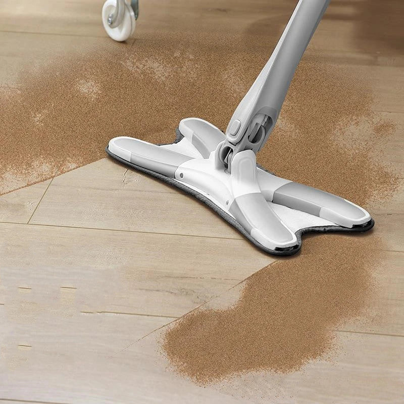 Premium microfiber flat mop with adjustable telescopic handle, 360-degree swivel, and superior cleaning power