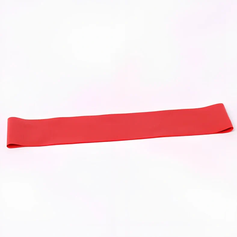 Pink latex yoga resistance band, 500mm length, 50mm width, 0.3mm thick for fitness exercises