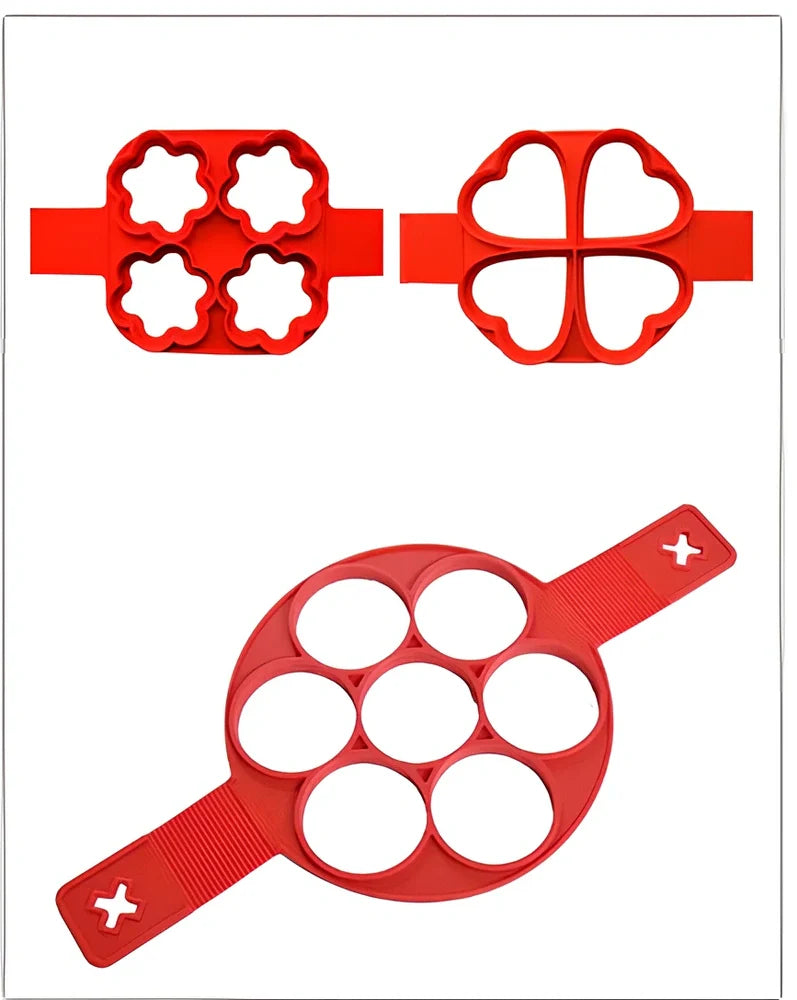 Red silicone egg mould measuring 3x3x6 inches for creating shaped hard-boiled eggs without shells