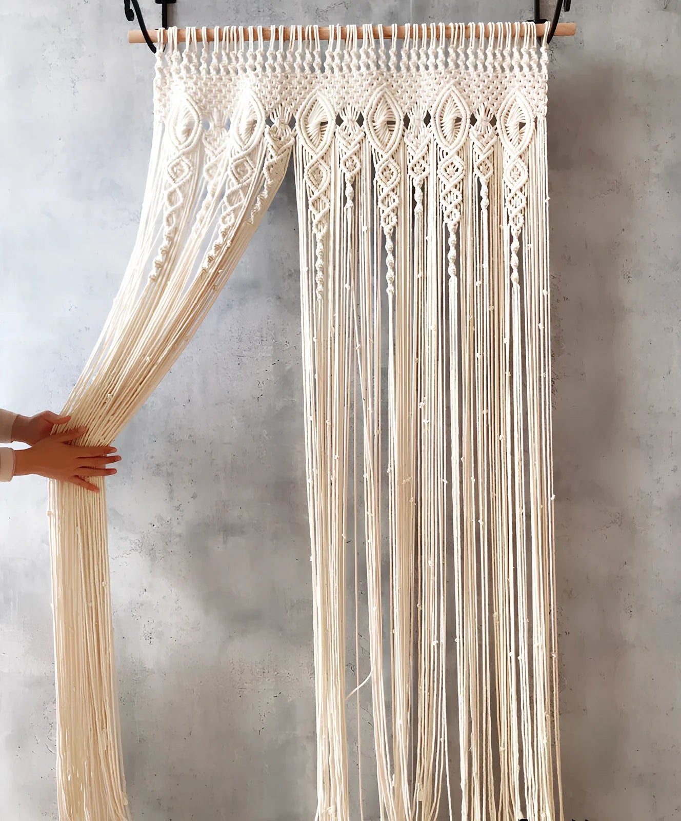 Nordic woven shading curtain with perforated design measuring 90cm width, light tassel partition, and seven pattern options