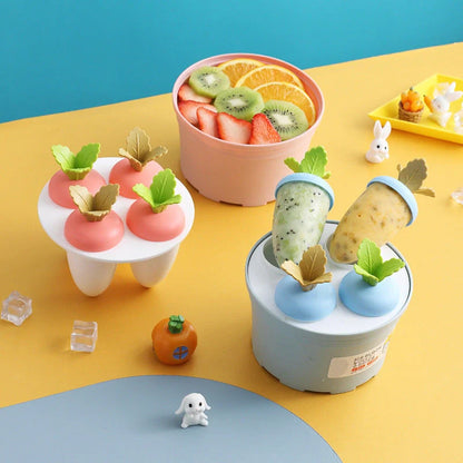 Carrot-shaped silicone ice cream mold in vibrant colors for fun DIY desserts