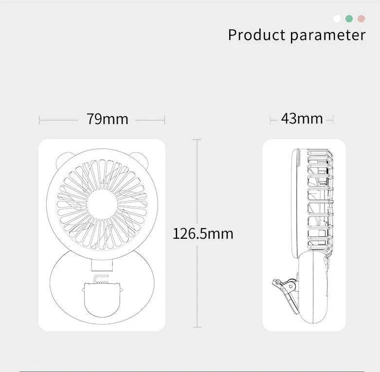 Portable USB-powered mini fan with LED fill light for taking selfies and videos in low-light conditions