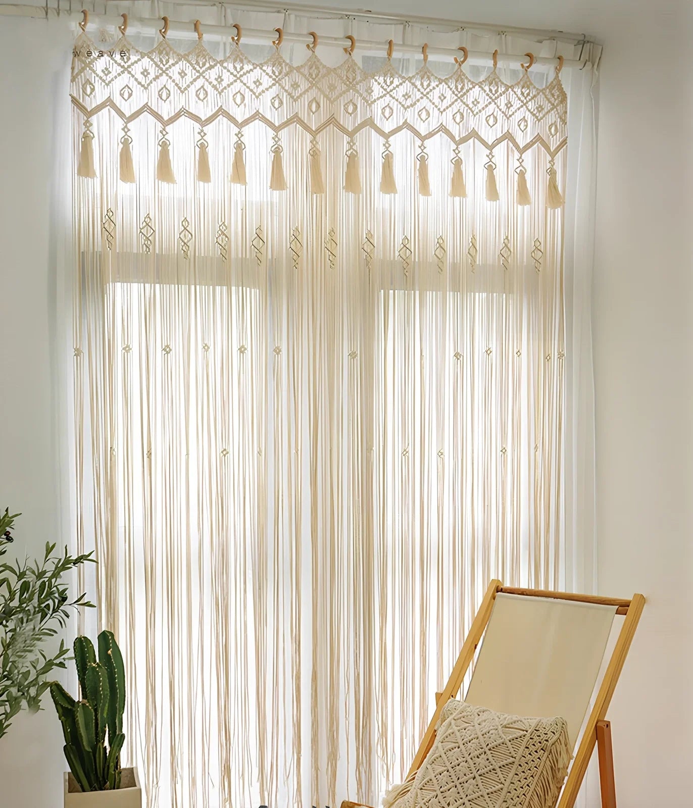 Nordic woven shading curtain with perforated design measuring 90cm width, light tassel partition, and seven pattern options