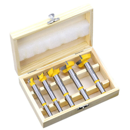 5-piece carbide woodworking hole opener set for precise drilling in wood projects