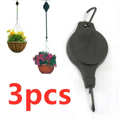 Adjustable hanging hook with pulley system for bird cages and baskets