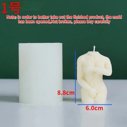 Shy Female Body Candle Silicone Mould showing flexible silicone design for detailed female body shapes in three poses