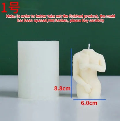 Shy Female Body Candle Silicone Mould showing flexible silicone design for detailed female body shapes in three poses