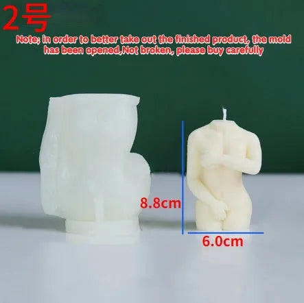 Shy Female Body Candle Silicone Mould showing flexible silicone design for detailed female body shapes in three poses