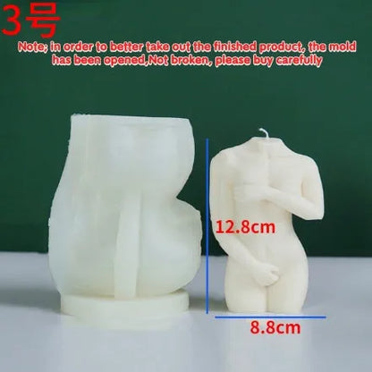 Shy Female Body Candle Silicone Mould showing flexible silicone design for detailed female body shapes in three poses