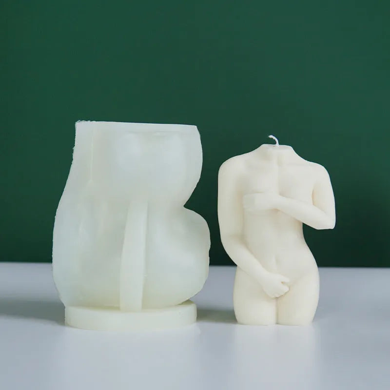 Shy Female Body Candle Silicone Mould showing flexible silicone design for detailed female body shapes in three poses