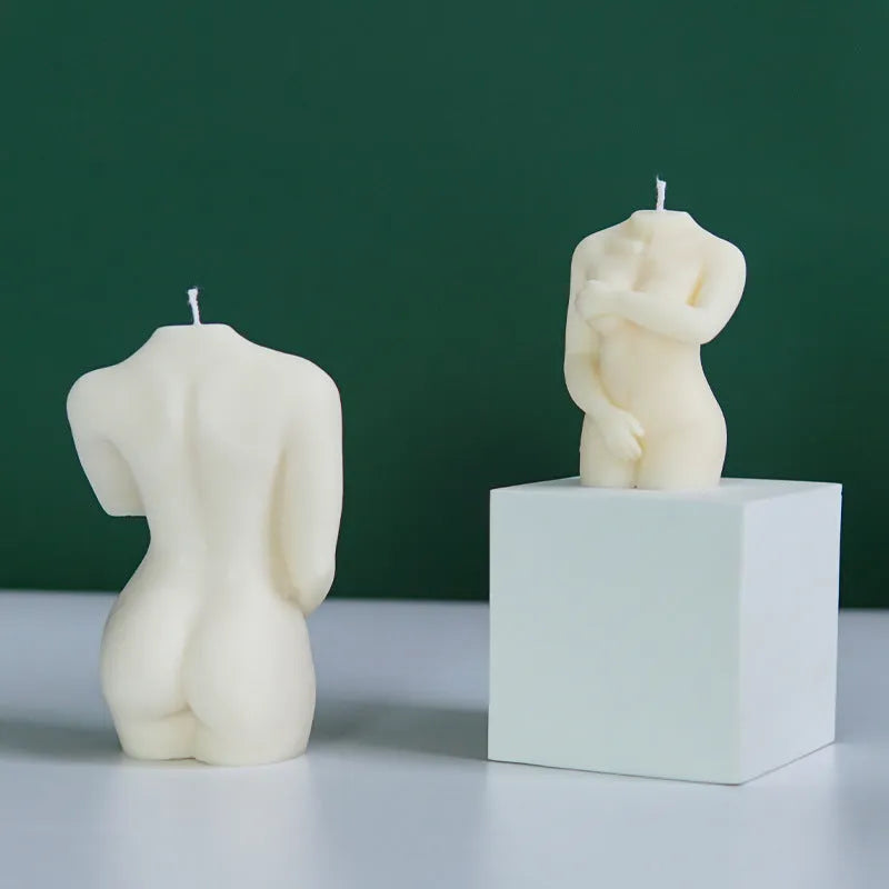 Shy Female Body Candle Silicone Mould showing flexible silicone design for detailed female body shapes in three poses