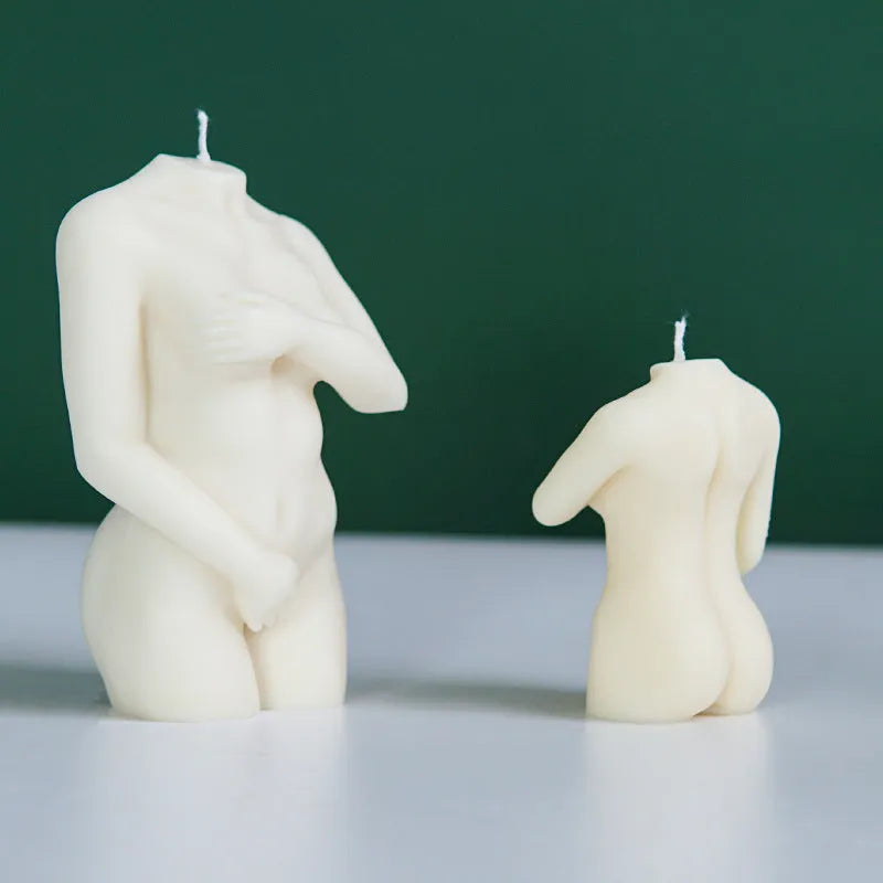 Shy Female Body Candle Silicone Mould showing flexible silicone design for detailed female body shapes in three poses