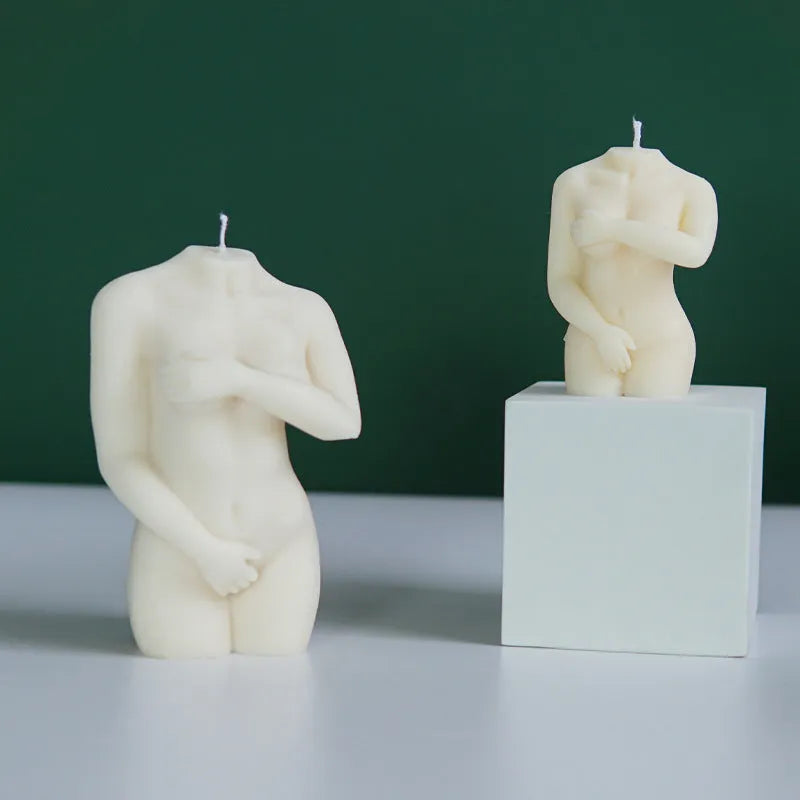 Shy Female Body Candle Silicone Mould showing flexible silicone design for detailed female body shapes in three poses