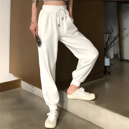 Belpearl women's high waist loose casual pants in black or white, sizes S and M, showing full length design
