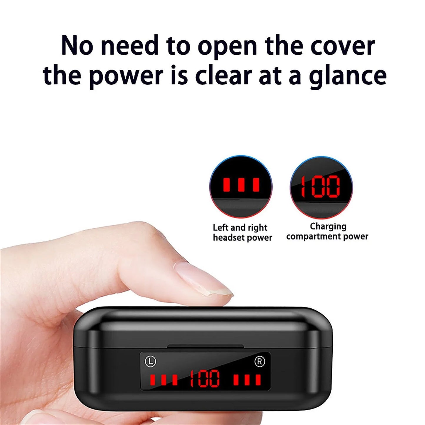 V7 LED button version wireless Bluetooth TWS earphones with charging case and three ear cap pairs