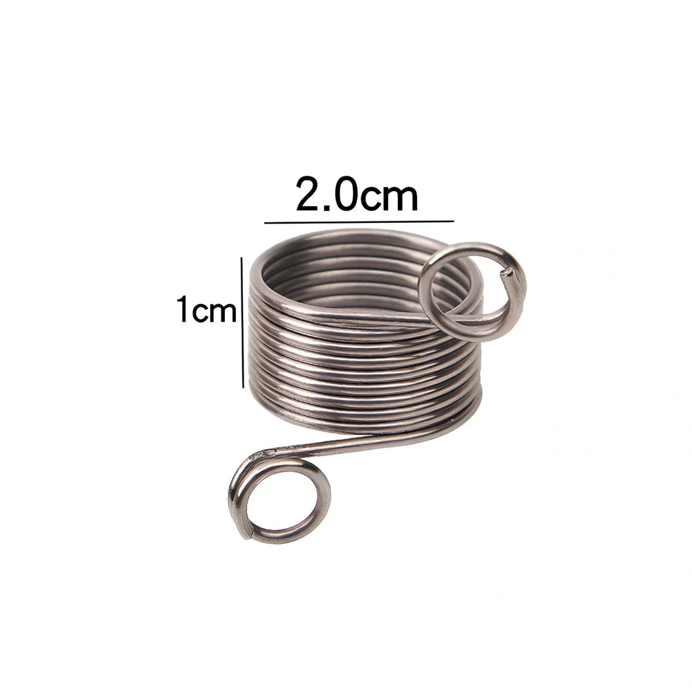 Knitting wire guide accessories showing 2cm and 1.5cm diameter sizes with lead wire components
