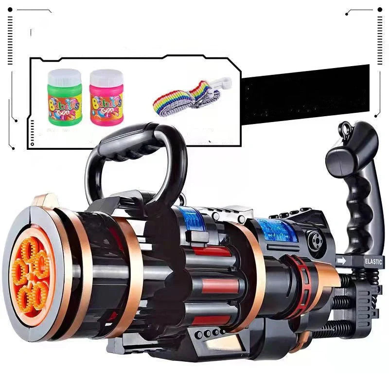 Gatling Bubble Gun Machine for kids with automatic electric bubble blowing and music features