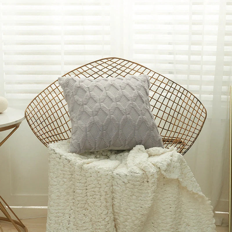 Luxury fur cushion cover in various colors, perfect for sofa or bed decor