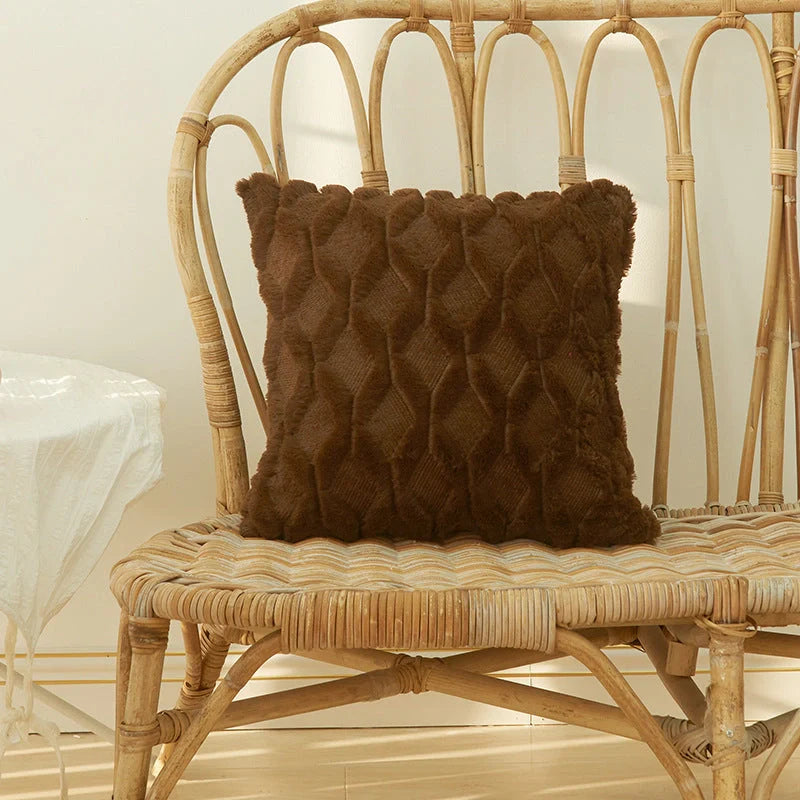 Luxury fur cushion cover in various colors, perfect for sofa or bed decor