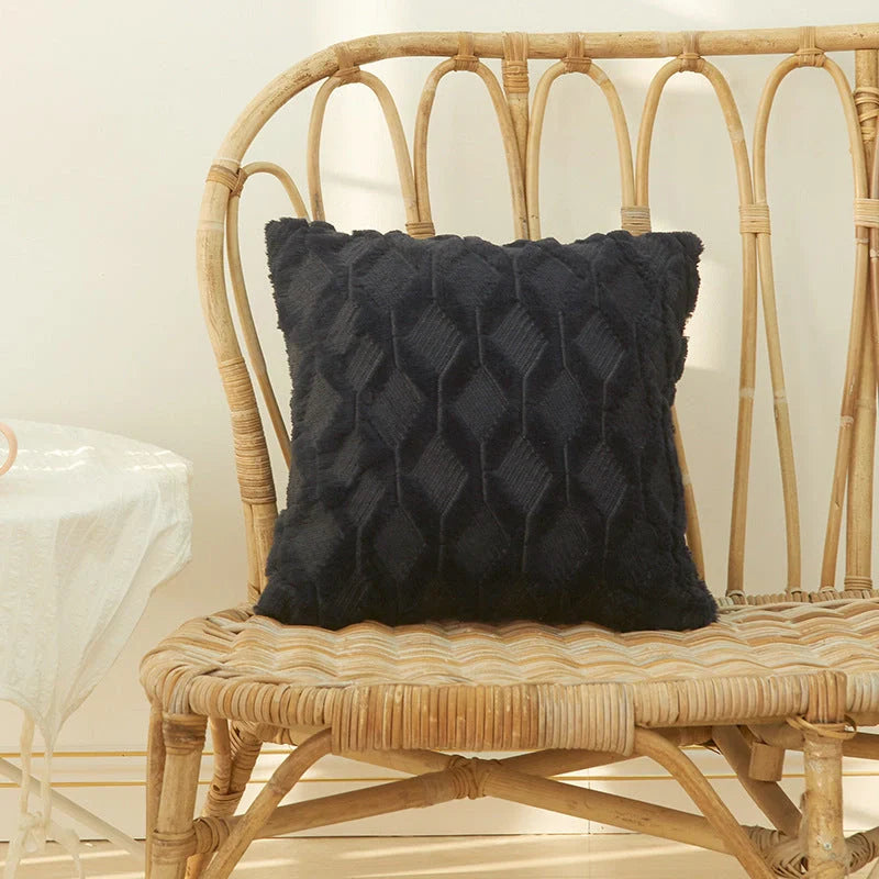 Luxury fur cushion cover in various colors, perfect for sofa or bed decor