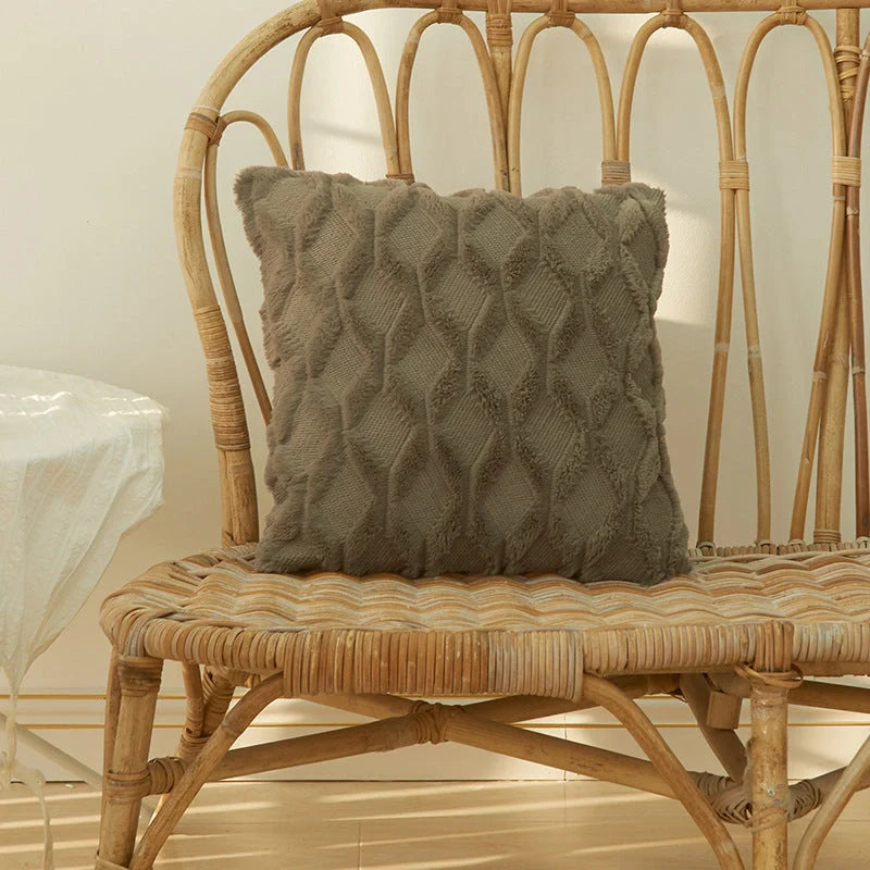 Luxury fur cushion cover in various colors, perfect for sofa or bed decor