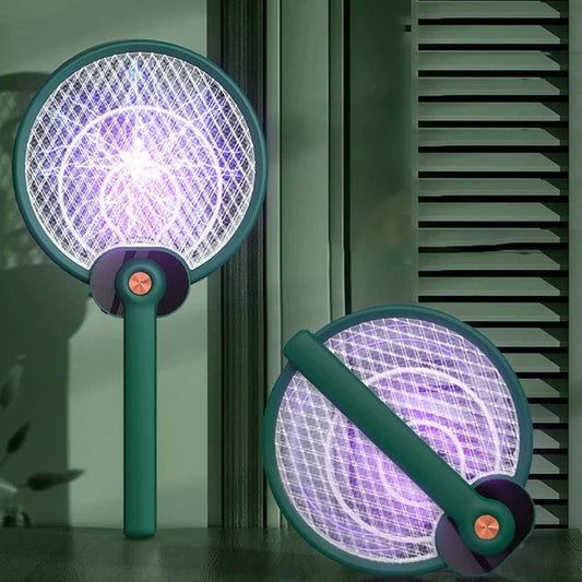 Dual-mode electric mosquito swatter with USB charging in green and blue colors
