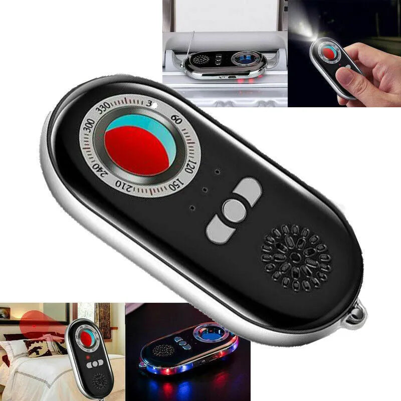 Wireless signal detector measuring 85x40x10mm with vibration alarm for travel security