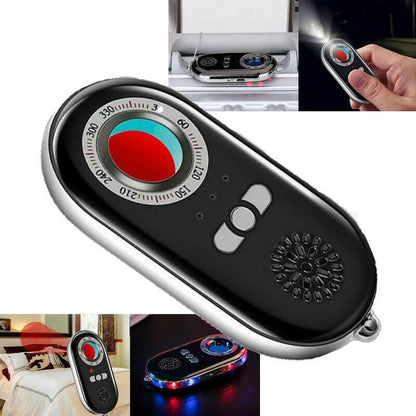 Wireless signal detector measuring 85x40x10mm with vibration alarm for travel security