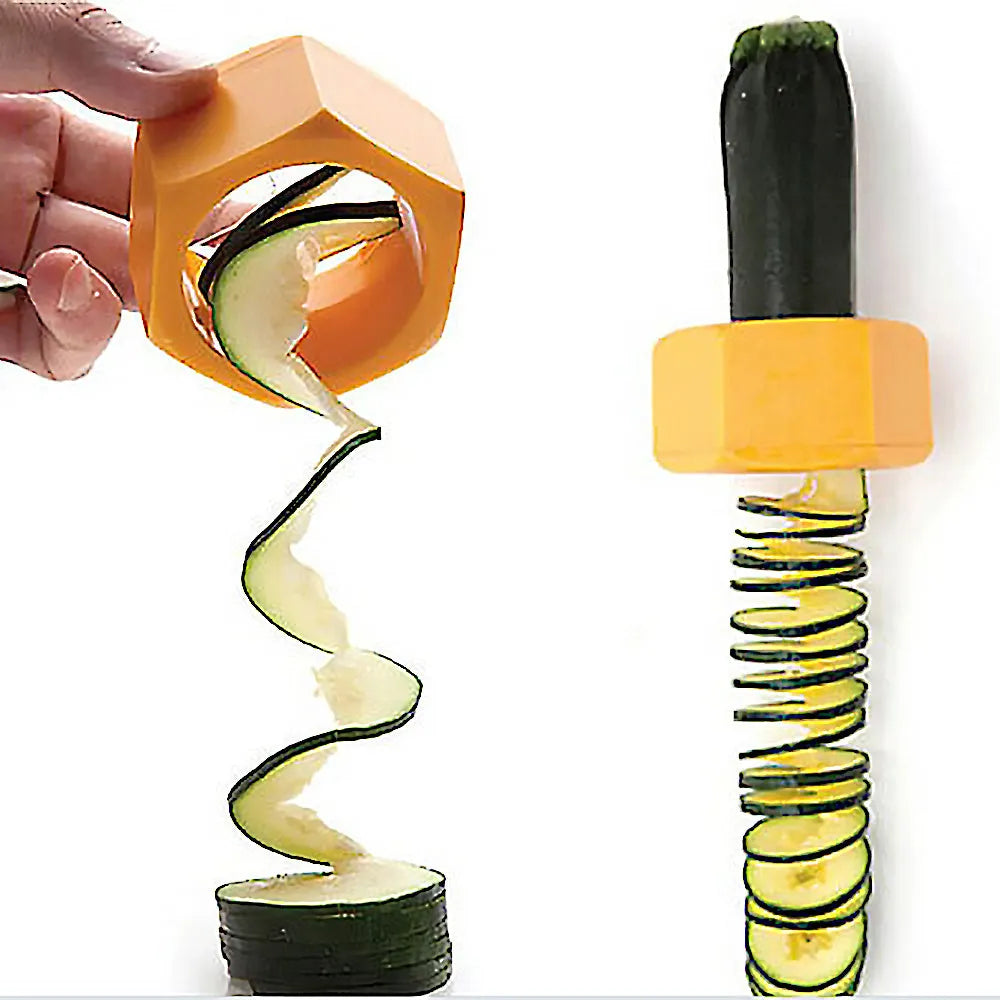 Yellow and green spiral knife vegetable cutter with 8cm diameter for slicing cucumbers