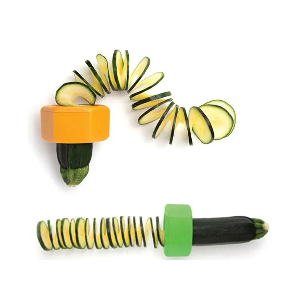Yellow and green spiral knife vegetable cutter with 8cm diameter for slicing cucumbers