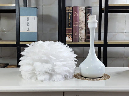 Adjustable touch dimming feather table lamp with natural white goose feather lampshade