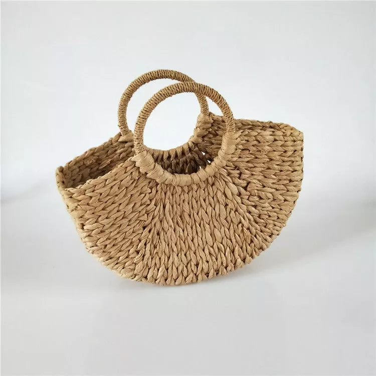 Retro rattan woven handbag with large capacity for women