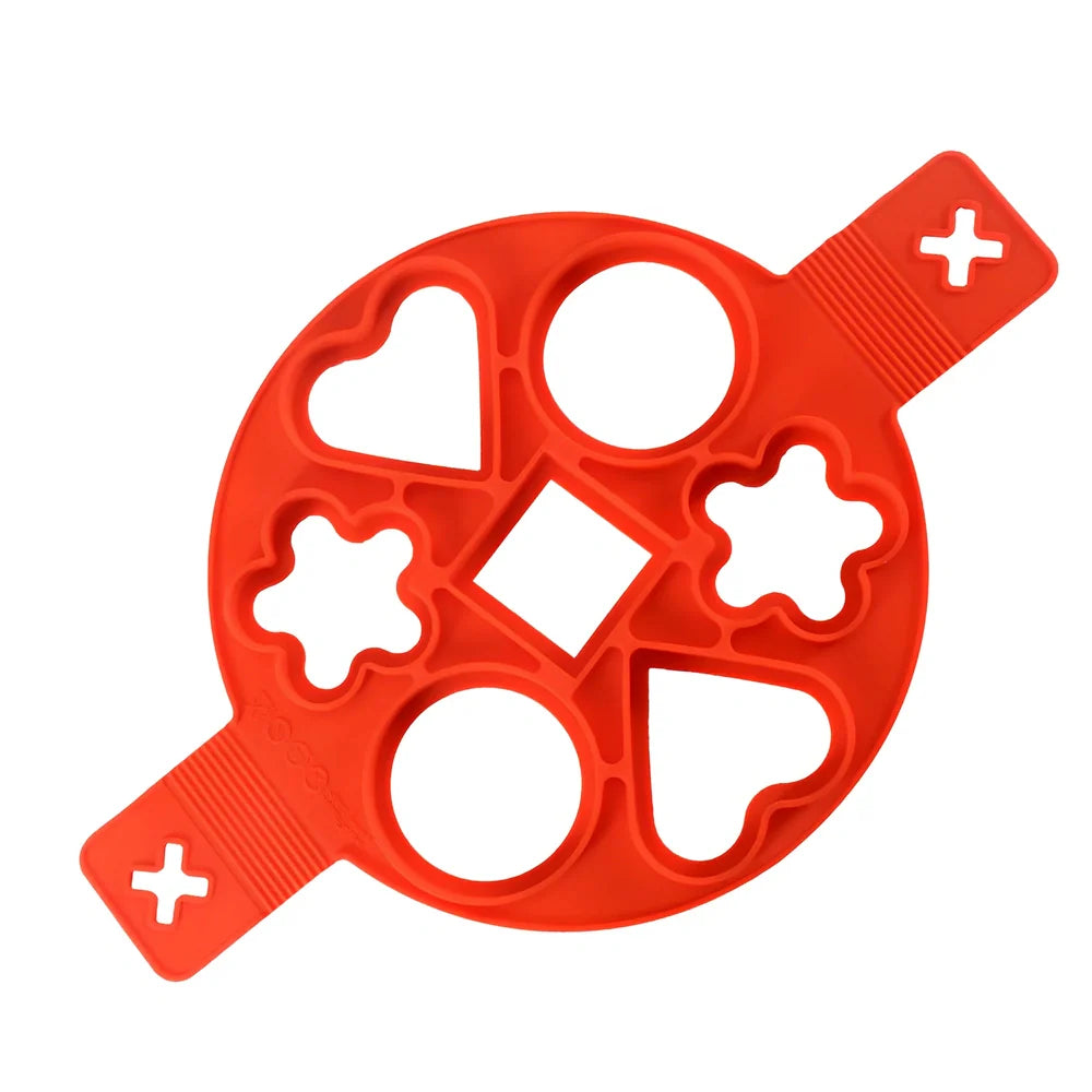 Red silicone egg mould measuring 3x3x6 inches for creating shaped hard-boiled eggs without shells