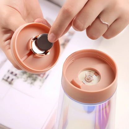 Plastic drink cup with colour gradient effect and double straws, 560ml capacity